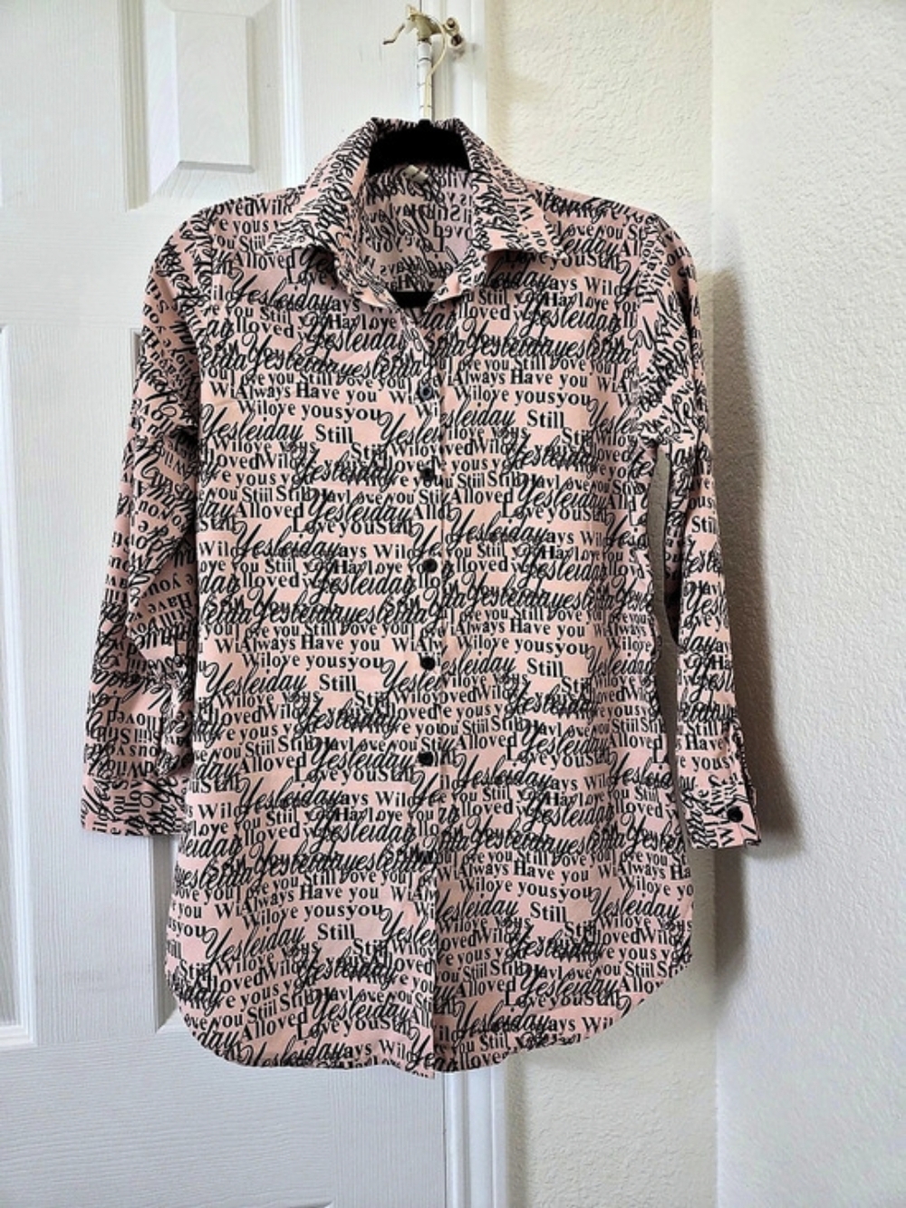 Pink & Black Button Down Shirt Like New
